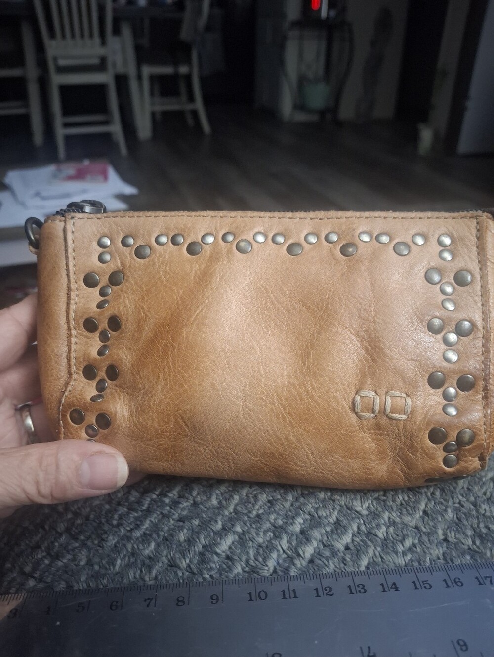 BED STU Studded Tan Leather Wristlet